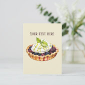 可愛いブラックベリーのパイのメッセージを追加 ポストカード (スタンド正面)