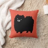 可愛いブラックポメラニア犬かわいいフワフワ犬 クッション (ブランケット)