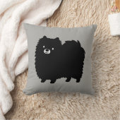 可愛いブラックポメラニア犬かわいいフワフワ犬 クッション (ブランケット)