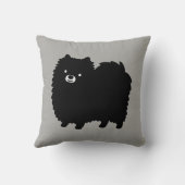 可愛いブラックポメラニア犬かわいいフワフワ犬 クッション (裏面)