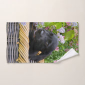 可愛いブラックラブラドールレトリエバードッグパピーペットフォト バスタオルセット (ハンドタオル)