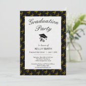 可愛いブラックヴィンテージ金ゴールドイーグル卒業パーティー 招待状 (スタンド正面)