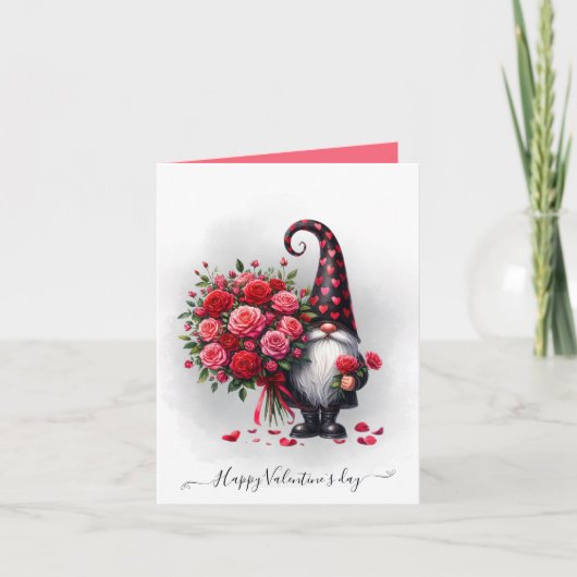 可愛いブラック格言とレッドローゼスバレンタインデー カード (正面)
