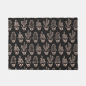 可愛いブラック赤面ピンクのポッテッドサボテン柄 ドアマット (正面)