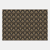 可愛いブラック金ゴールドアートデコのタイル模様 ラッピングペーパーシート (正面2)