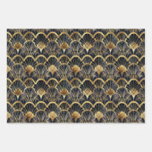 可愛いブラック金ゴールドアートデコのタイル模様 ラッピングペーパーシート (正面)