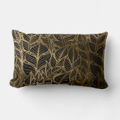 可愛いブラック金ゴールドアールデコ枕 ランバークッション (正面)