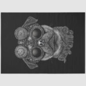 可愛いブラック&ホワイトSteampunk Pug T6デコパージュ 薄葉紙 (正面)