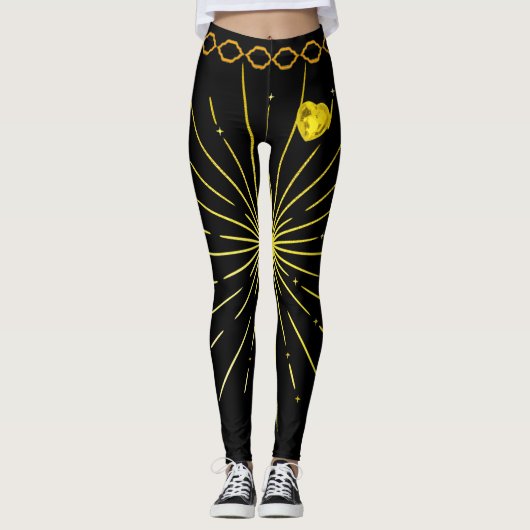 可愛いブラック&金ゴールドストライプのアスタイリッシュフリカ女性 レギンス (正面)