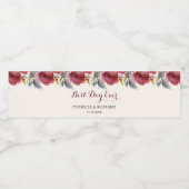 可愛いブルガンディマルサラフローラウォーター結婚カラー ペットボトルラベル (シングルラベル)