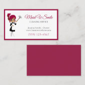 可愛いブルゴーニュ掃除メイド掃除サービス 名刺 (正面/裏面)
