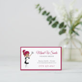 可愛いブルゴーニュ掃除メイド掃除サービス 名刺 (スタンド正面)