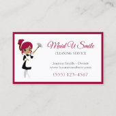 可愛いブルゴーニュ掃除メイド掃除サービス 名刺 (正面)