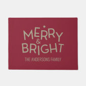 可愛いブルゴーニュ赤い明るい陽気なクリスマスデコール ドアマット (正面)