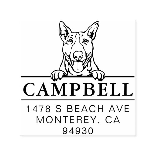 可愛いブルテリアカスタムドッグアドレススタンプ セルフインキングスタンプ (デザイン)