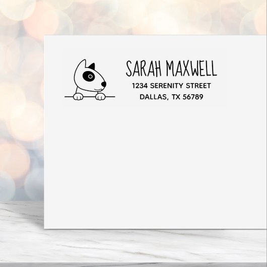 可愛いブルテリアドッグアドレス セルフインキングスタンプ