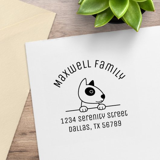 可愛いブルテリアドッグアーチファミリーアドレス2 ラバースタンプ