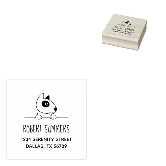 可愛いブルテリア犬のぞきアドレス2 ラバースタンプ (押印)