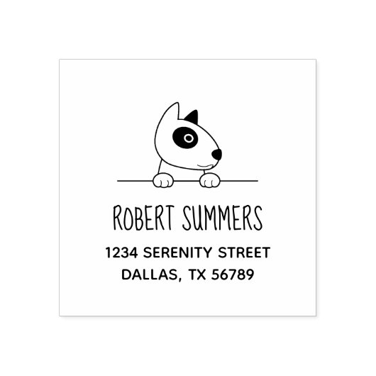 可愛いブルテリア犬のぞきアドレス2 ラバースタンプ (インプリント)