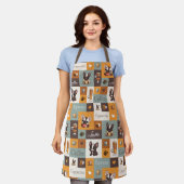 可愛いブルドッグのコーヒー好き エプロン (着用した状態)