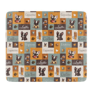 可愛いブルドッグのコーヒー好き カッティングボード