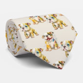 可愛いブルドッグ柄 ネクタイ (ロール)