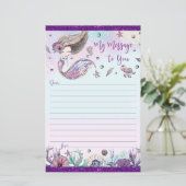 可愛いブルネット人魚タイムカプセルメッセージシート (スタンド正面)