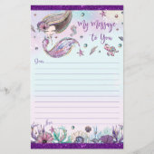 可愛いブルネット人魚タイムカプセルメッセージシート (正面)