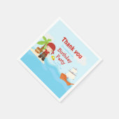 可愛いブルネット海賊ボーイインレッド誕生日 スタンダードカクテルナプキン (角)