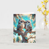 可愛いブルーかわいいチビ(小さくかわいく書いた感じ)フールあいさつ空白のき カード (黄色い花)