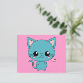 可愛いブルーかわいい猫 ポストカード (スタンド正面)