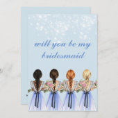 可愛いブルーが私の花嫁招待状 招待状 (正面/裏面)