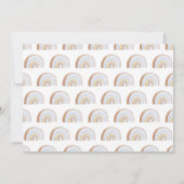 可愛いブルーとブラウンウォーターカラーレインボー誕生 案内状 (裏面)