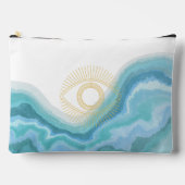 可愛いブルーと金ゴールドの水色ギリシャ目フェミニン アクセサリーポーチ (正面)