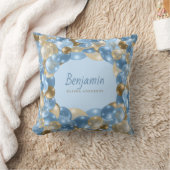 可愛いブルーと金ゴールドバロ縁どン男の赤ちゃん クッション (ブランケット)