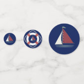 可愛いブルーのおもちゃ帆船テーブル紙吹雪 コンフェッティ (正面)