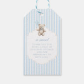 可愛いブルーのテディベア男の赤ちゃんシャワ感謝していーユー ギフトタグ (裏面)
