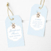 可愛いブルーのテディベア男の赤ちゃんシャワ感謝していーユー ギフトタグ