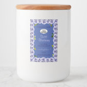 可愛いブルーの商品パッケージラベルかわいいバラロゴ フードラベル (正面)