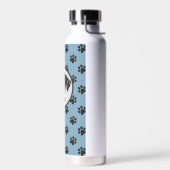 可愛いブルーの黒い前足はステンレススチールを印刷 ウォーターボトル (左面)
