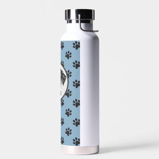 可愛いブルーの黒い前足はステンレススチールを印刷 ウォーターボトル (左面)