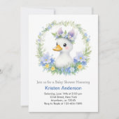 可愛いブルーアヒルの水彩水彩水彩水彩少年の赤ちゃんシャワー 招待状 (正面)