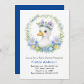 可愛いブルーアヒルの水彩水彩水彩水彩少年の赤ちゃんシャワー 招待状 (正面/裏面)