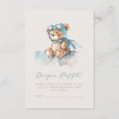 可愛いブルーアヴィエーターテディベアーオムツラッフル エンクロージャーカード (正面)