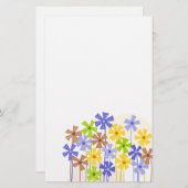 可愛いブルーイエローシンプルブラウン花スケッチ 便箋 (正面/裏面)