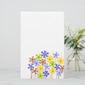 可愛いブルーイエローシンプルブラウン花スケッチ 便箋 (スタンド正面)