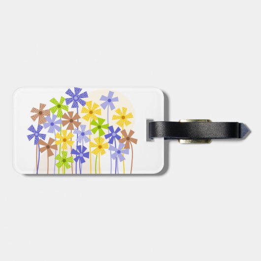 可愛いブルーイエローシンプルブラウン花名アドレス ラゲッジタグ (裏面横)