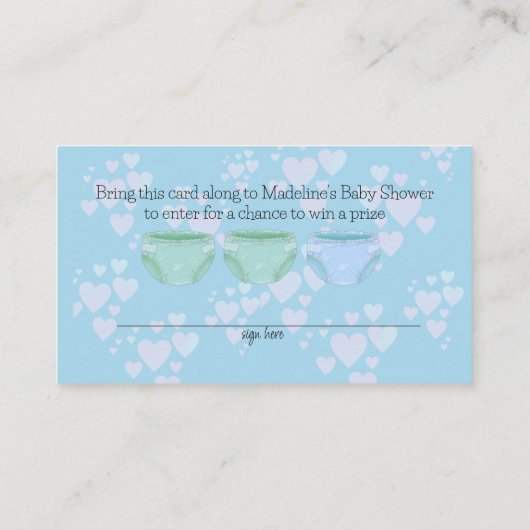 可愛いブルーイエローラバーアヒル赤ちゃんシャワー エンクロージャーカード (裏面)