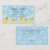 可愛いブルーイエローラバーアヒル赤ちゃんシャワー エンクロージャーカード (正面/裏面)