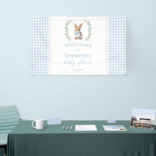 可愛いブルーイースターバニーの赤ちゃんシャワー歓迎バナー 横断幕 (トレードショー)